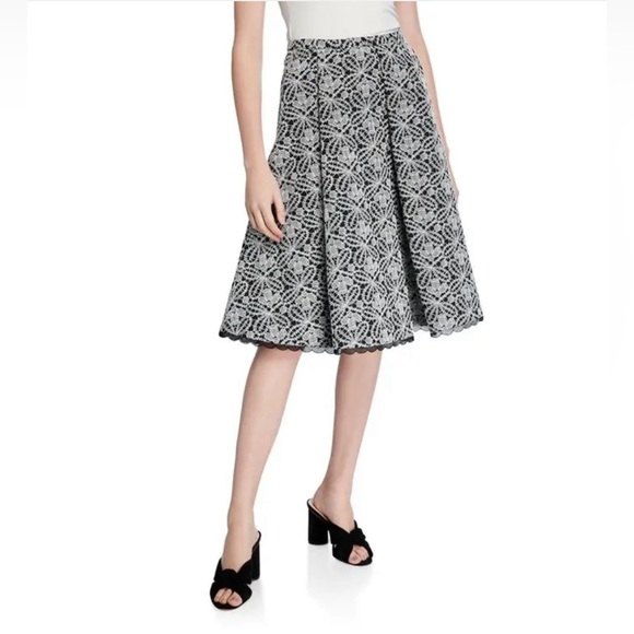 Piazza Sempione Black & White Lace A-Line Midi Skirt | Italian Designer Elegant - Picture 3 of 11